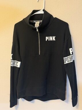 Victoria's Secret PINK Black and White Logo Half-Zip